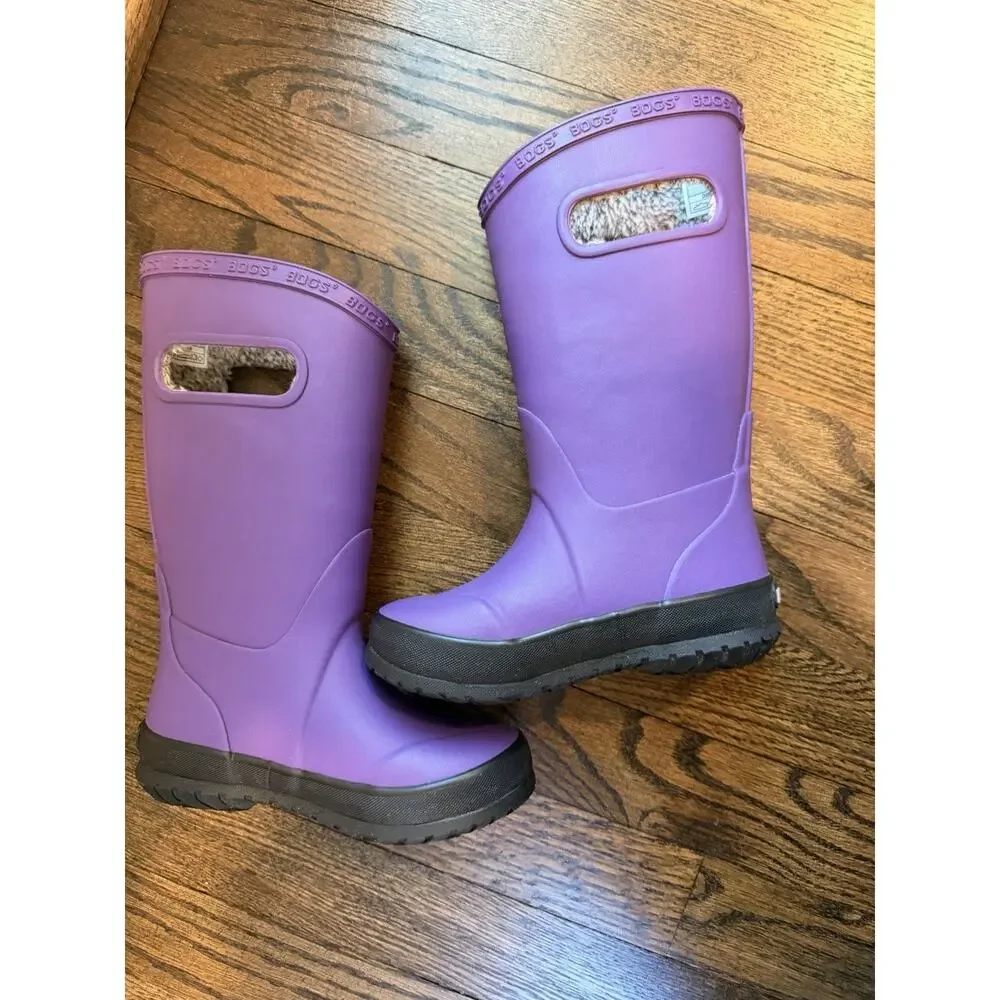 Bogs Kids Rain Boot Plush Waterproof Purple Little Kids Sz 10 Puddle Water Lined
